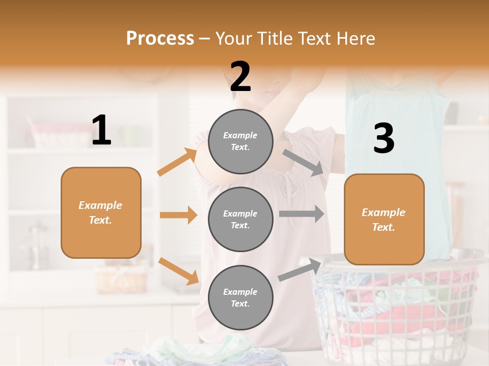 A Woman Holding A Blue Shirt In Front Of A Laundry Basket PowerPoint Template