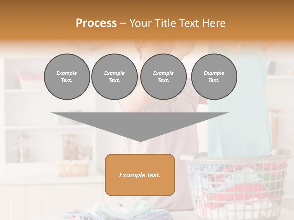 A Woman Holding A Blue Shirt In Front Of A Laundry Basket PowerPoint Template