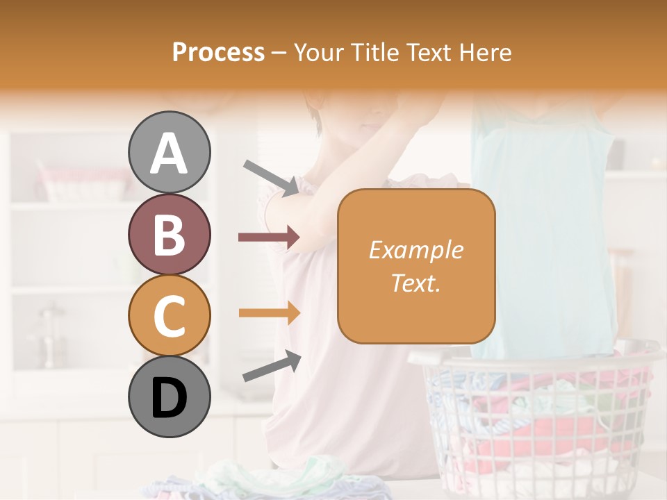 A Woman Holding A Blue Shirt In Front Of A Laundry Basket PowerPoint Template