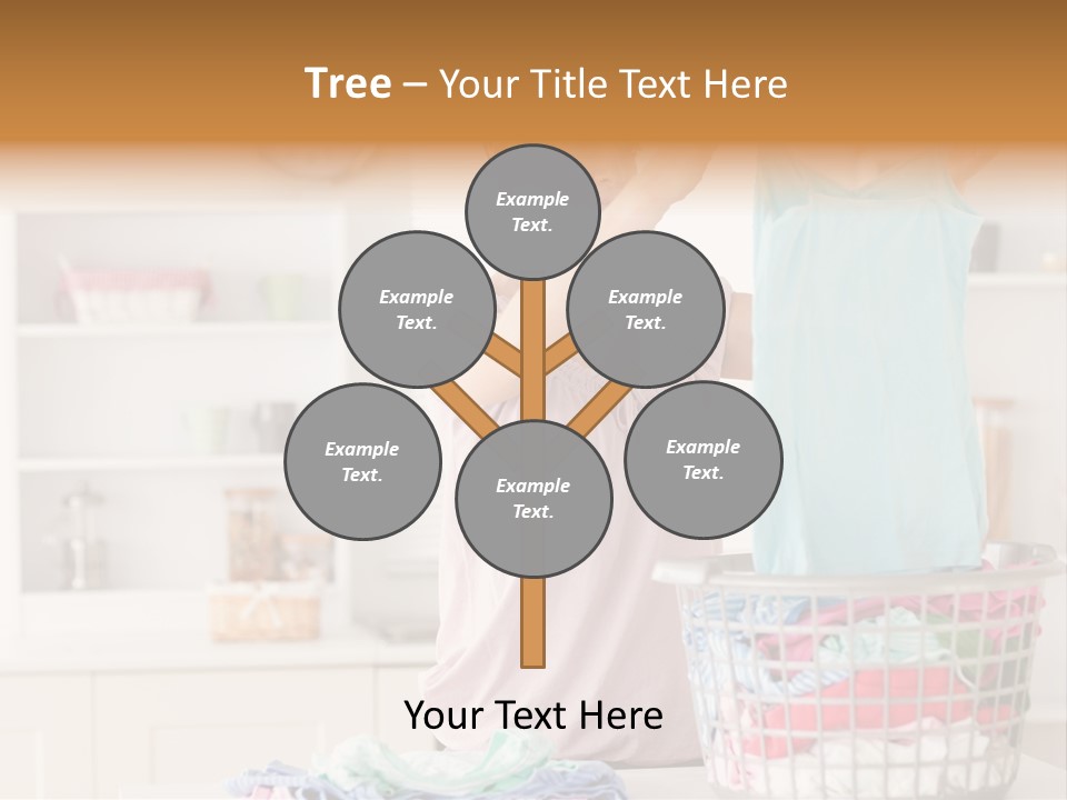 A Woman Holding A Blue Shirt In Front Of A Laundry Basket PowerPoint Template