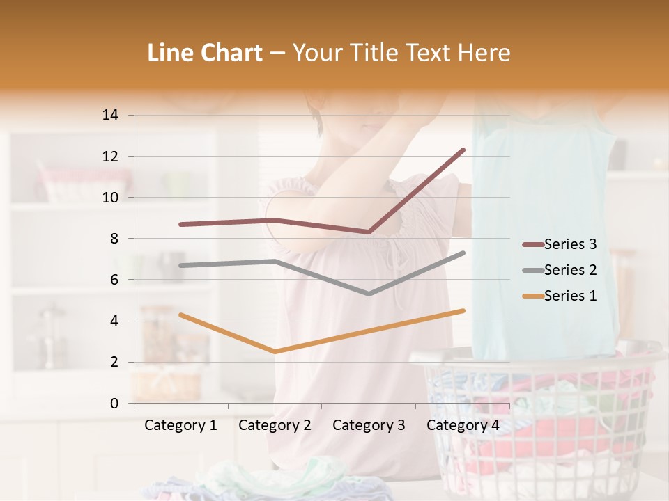 A Woman Holding A Blue Shirt In Front Of A Laundry Basket PowerPoint Template