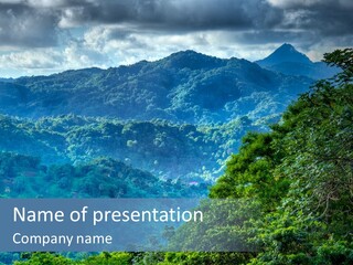 A Mountain Range With Trees And Clouds In The Background PowerPoint Template