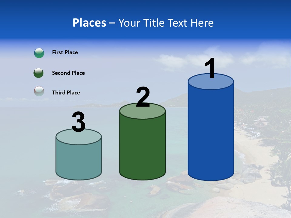 A Sandy Beach With Palm Trees And Blue Water PowerPoint Template