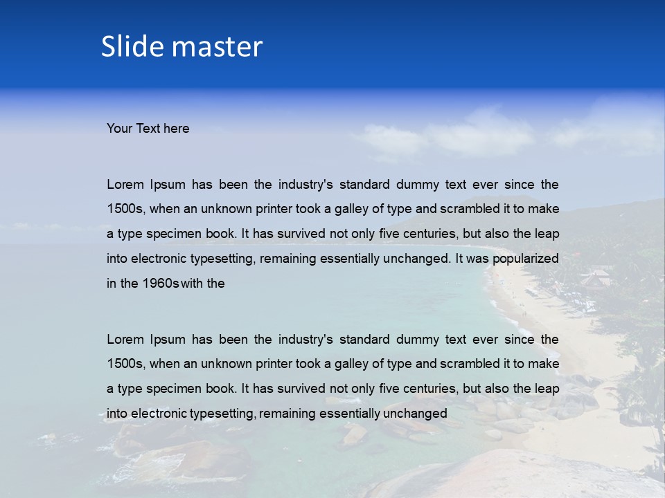 A Sandy Beach With Palm Trees And Blue Water PowerPoint Template