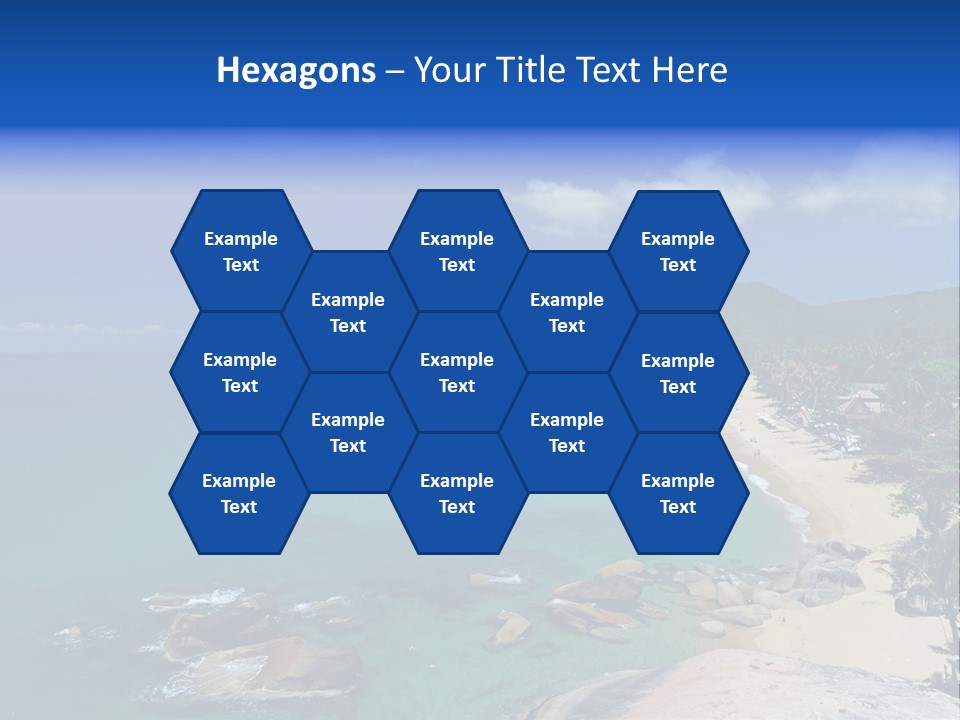 A Sandy Beach With Palm Trees And Blue Water PowerPoint Template