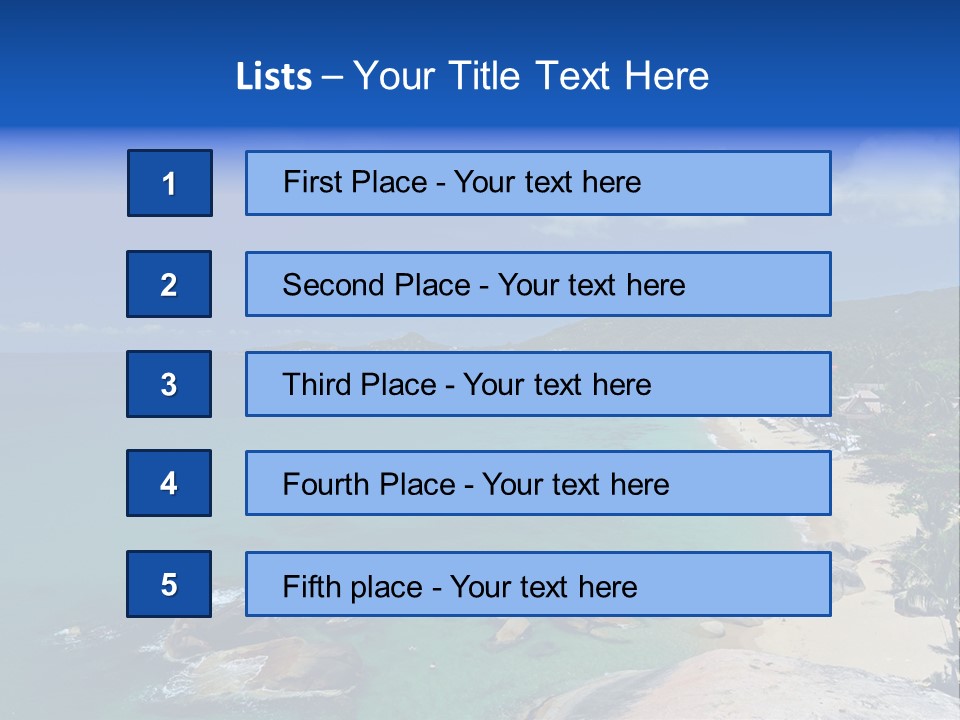 A Sandy Beach With Palm Trees And Blue Water PowerPoint Template