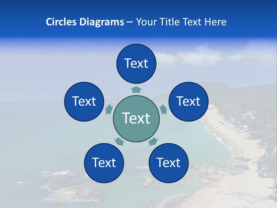 A Sandy Beach With Palm Trees And Blue Water PowerPoint Template