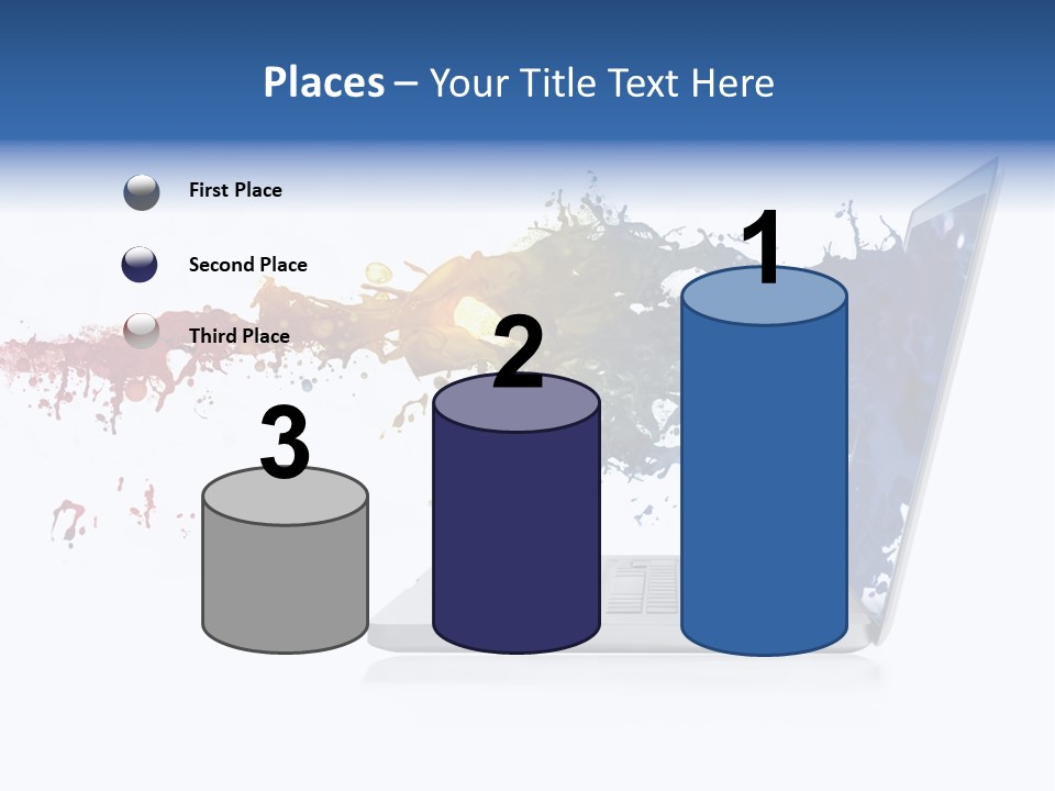 A Laptop With A Splash Of Paint On The Screen PowerPoint Template