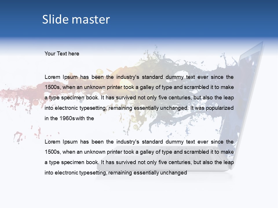 A Laptop With A Splash Of Paint On The Screen PowerPoint Template
