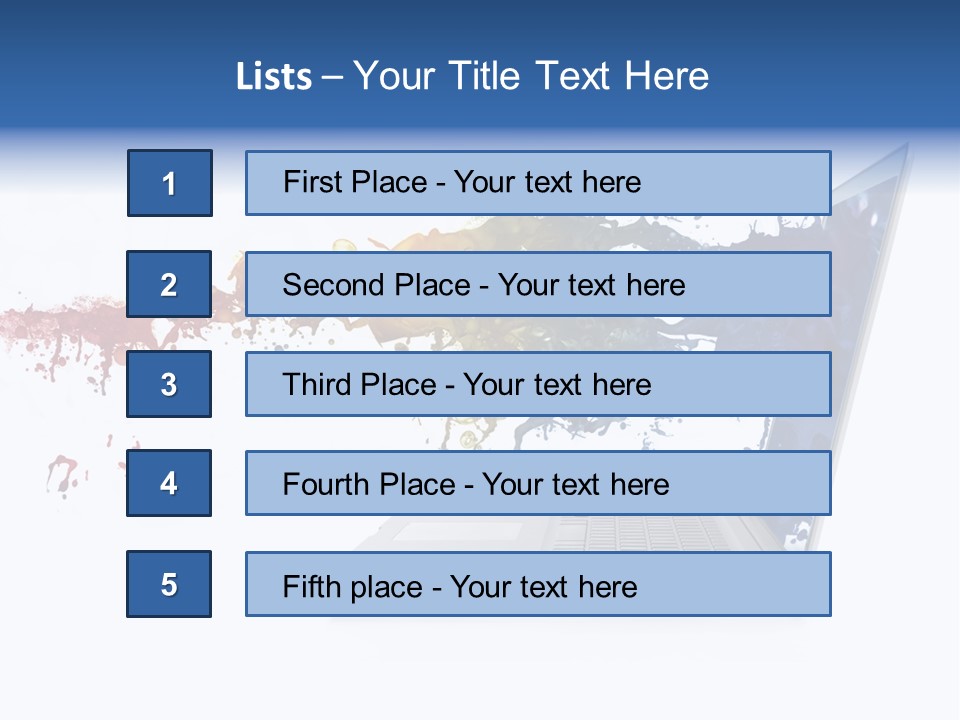 A Laptop With A Splash Of Paint On The Screen PowerPoint Template