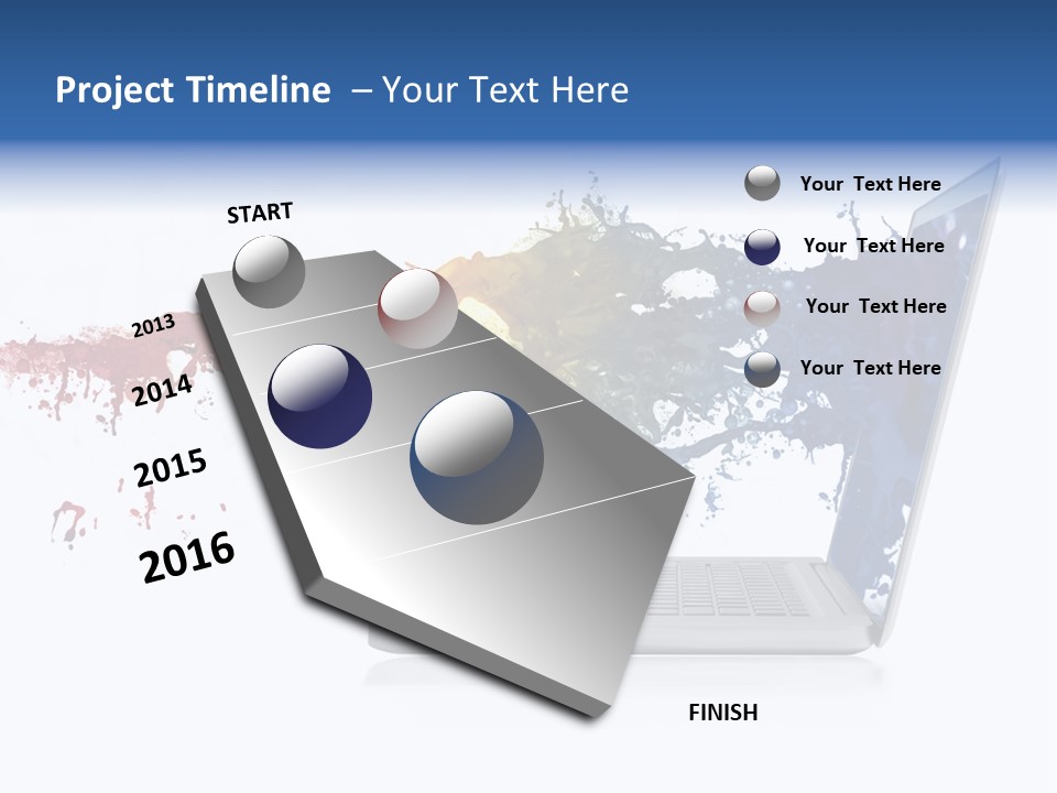 A Laptop With A Splash Of Paint On The Screen PowerPoint Template