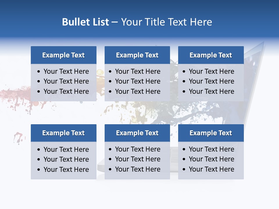 A Laptop With A Splash Of Paint On The Screen PowerPoint Template