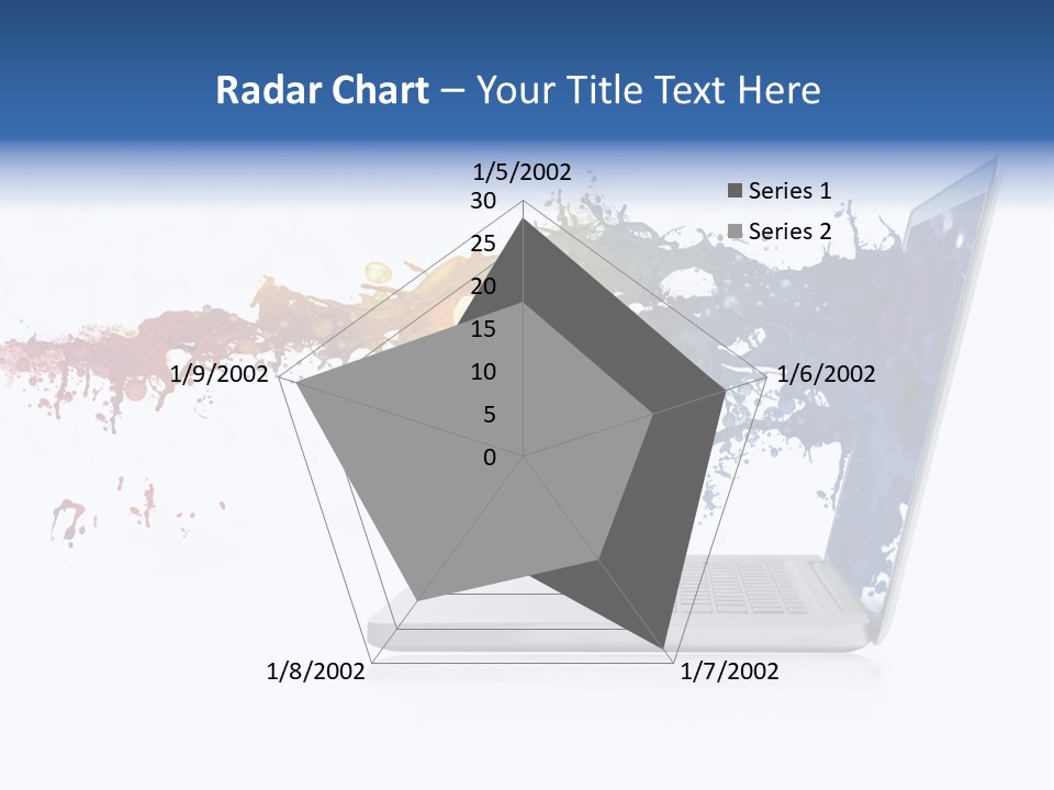 A Laptop With A Splash Of Paint On The Screen PowerPoint Template