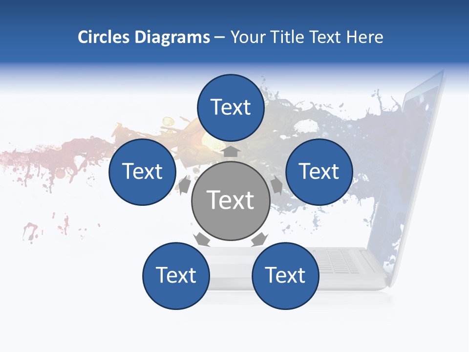 A Laptop With A Splash Of Paint On The Screen PowerPoint Template