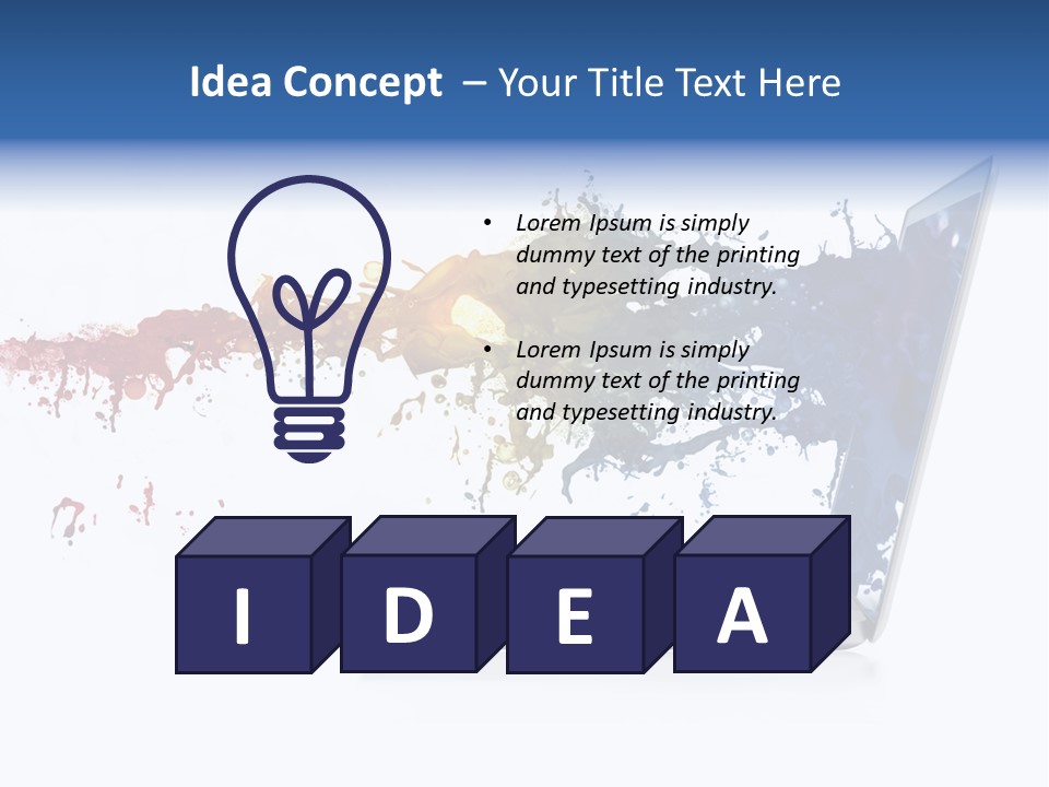 A Laptop With A Splash Of Paint On The Screen PowerPoint Template