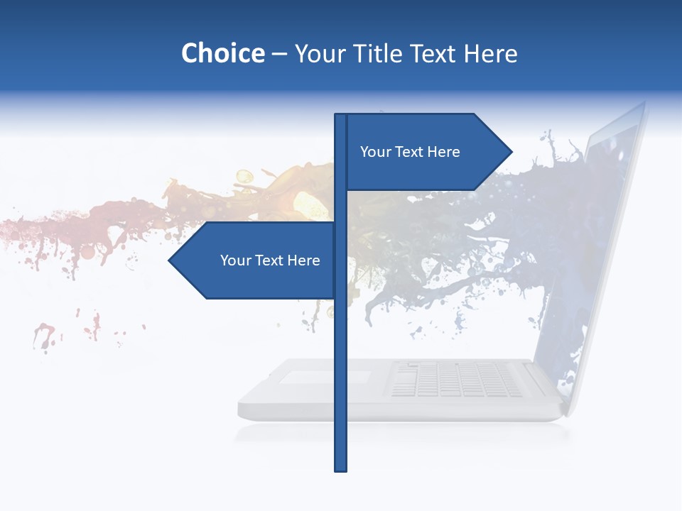 A Laptop With A Splash Of Paint On The Screen PowerPoint Template