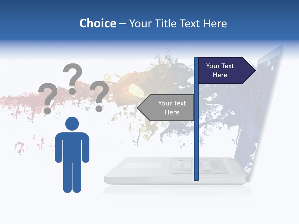 A Laptop With A Splash Of Paint On The Screen PowerPoint Template