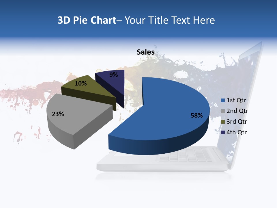 A Laptop With A Splash Of Paint On The Screen PowerPoint Template