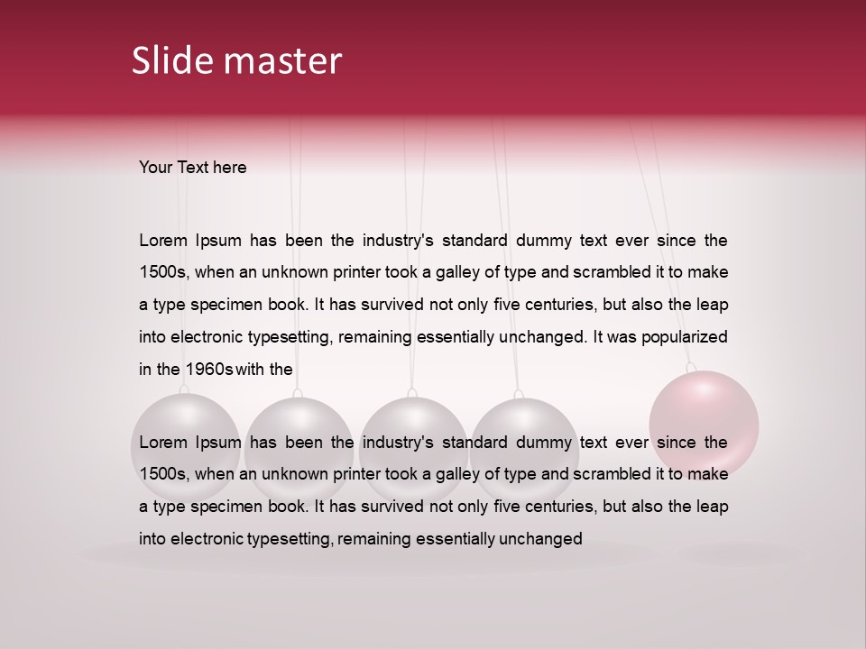 A Group Of Balls Hanging From Strings On A Gray Background PowerPoint Template