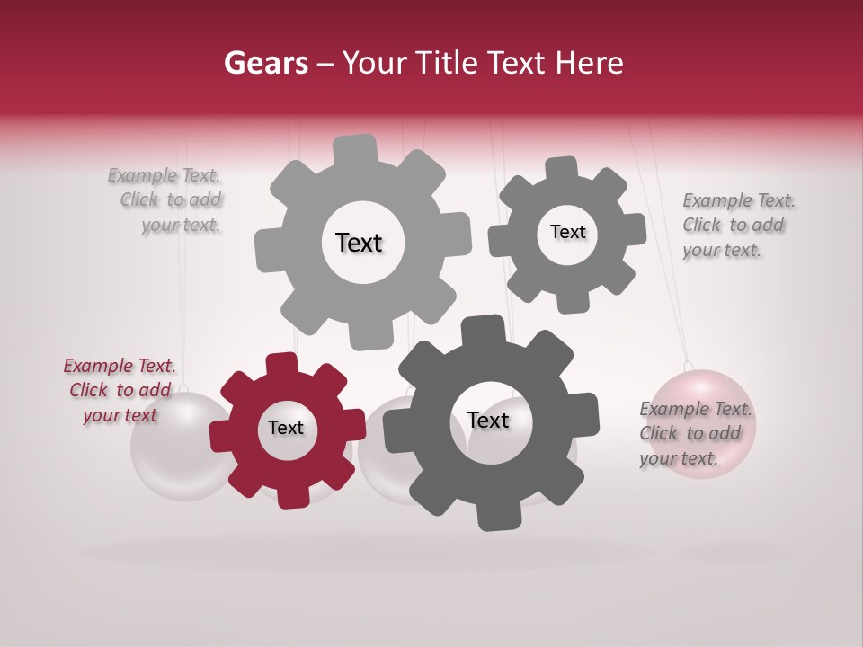 A Group Of Balls Hanging From Strings On A Gray Background PowerPoint Template