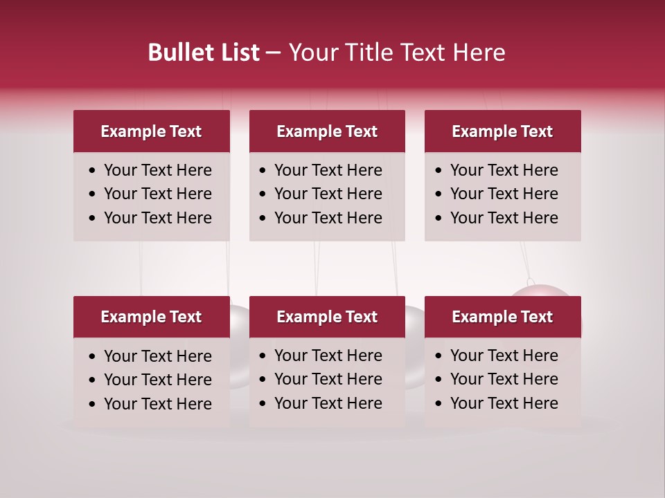 A Group Of Balls Hanging From Strings On A Gray Background PowerPoint Template