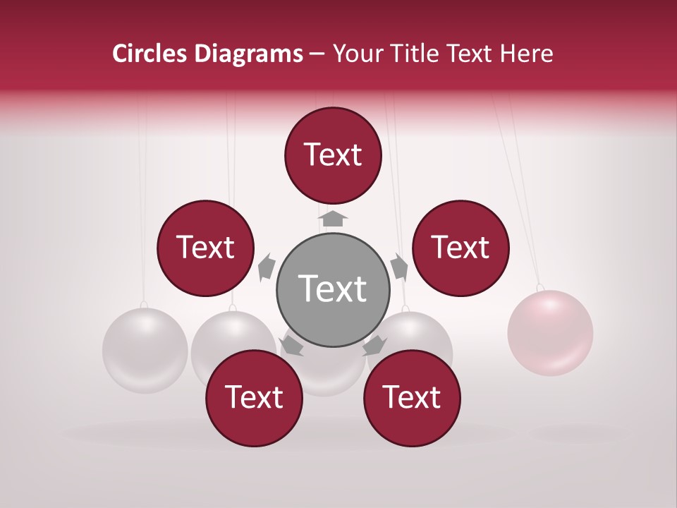 A Group Of Balls Hanging From Strings On A Gray Background PowerPoint Template