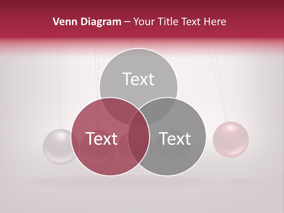 A Group Of Balls Hanging From Strings On A Gray Background PowerPoint Template