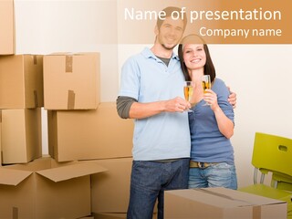 Move Home Caucasian PowerPoint Template