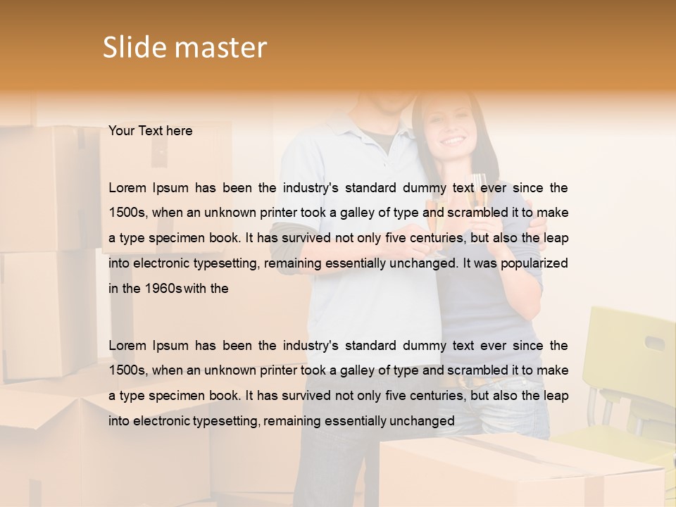 Move Home Caucasian PowerPoint Template