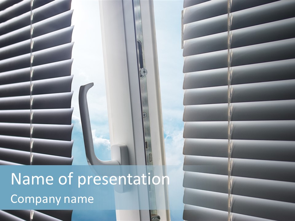 A Close Up Of A Closed Window With Blinds PowerPoint Template