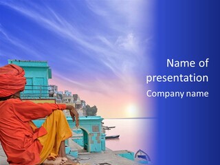 A Man Sitting On A Dock In Front Of A Body Of Water PowerPoint Template