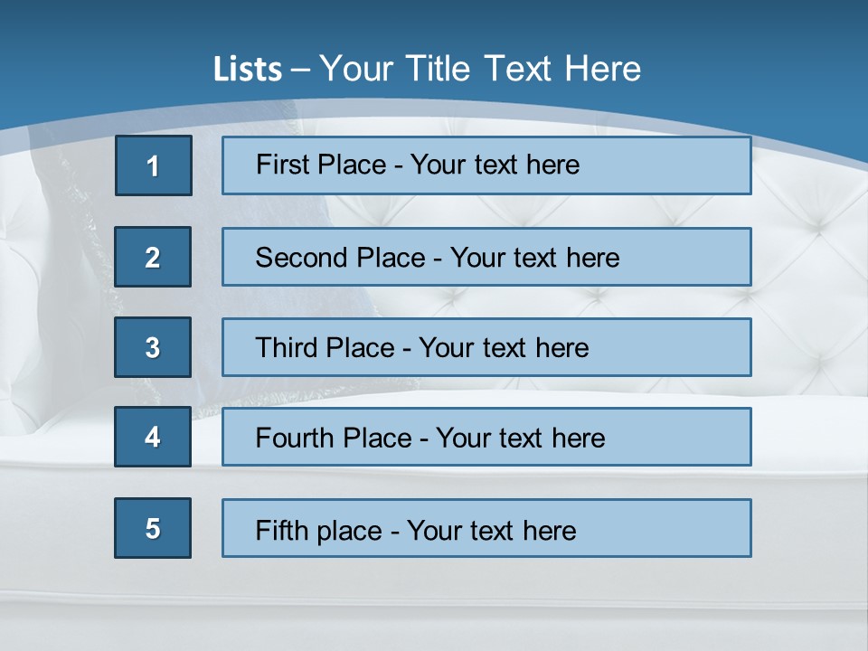 A White Couch With A Blue Pillow On It PowerPoint Template