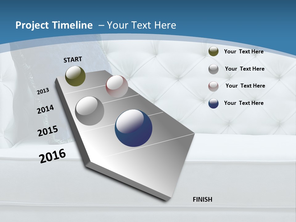 A White Couch With A Blue Pillow On It PowerPoint Template