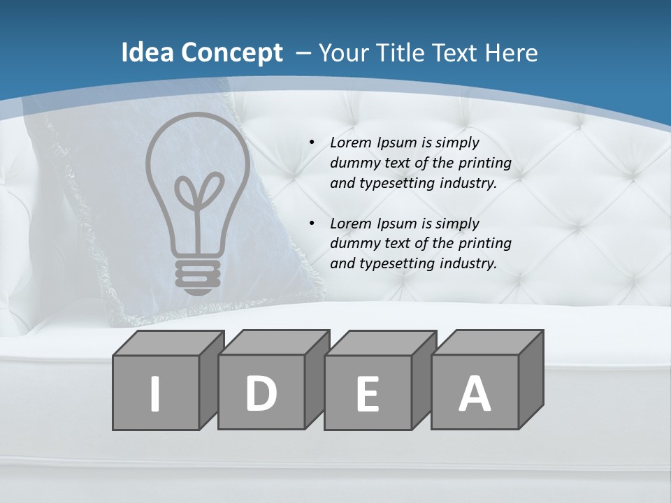 A White Couch With A Blue Pillow On It PowerPoint Template