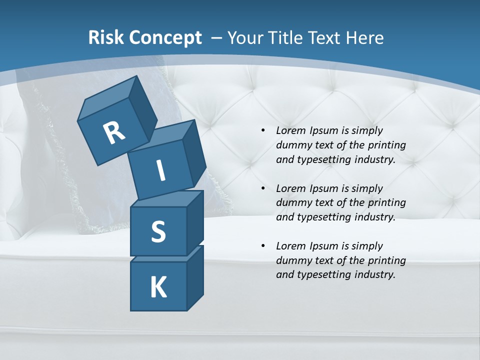 A White Couch With A Blue Pillow On It PowerPoint Template