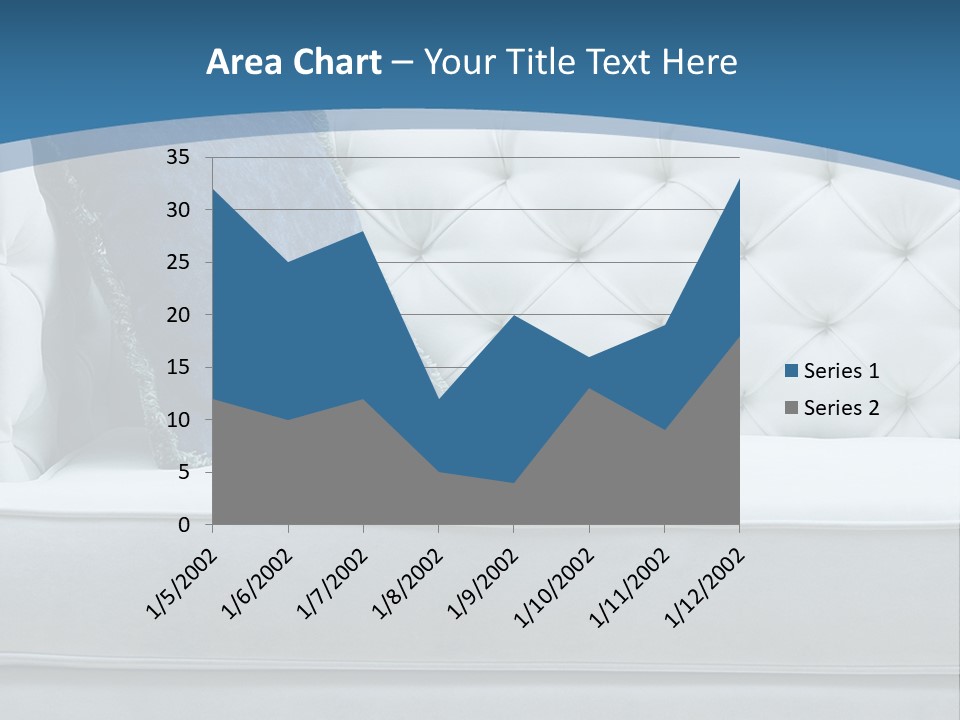 A White Couch With A Blue Pillow On It PowerPoint Template