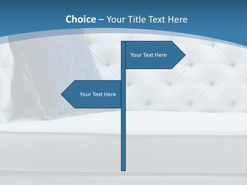 A White Couch With A Blue Pillow On It PowerPoint Template