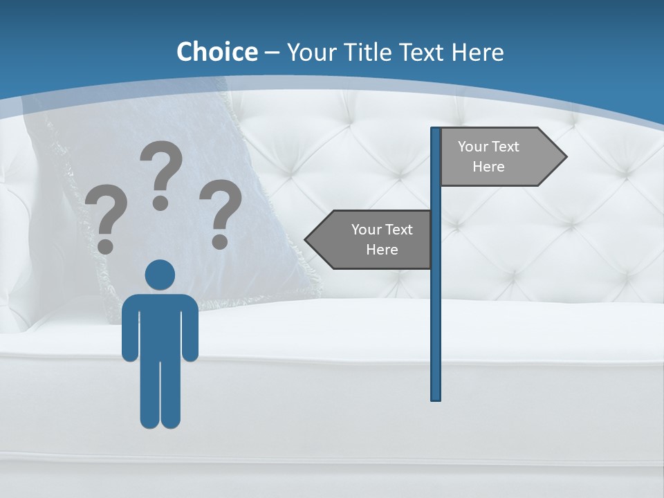 A White Couch With A Blue Pillow On It PowerPoint Template