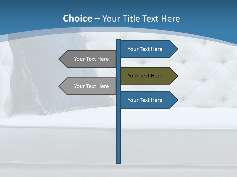 A White Couch With A Blue Pillow On It PowerPoint Template