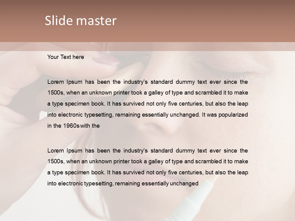 A Woman Is Putting A Pen In Her Eye PowerPoint Template