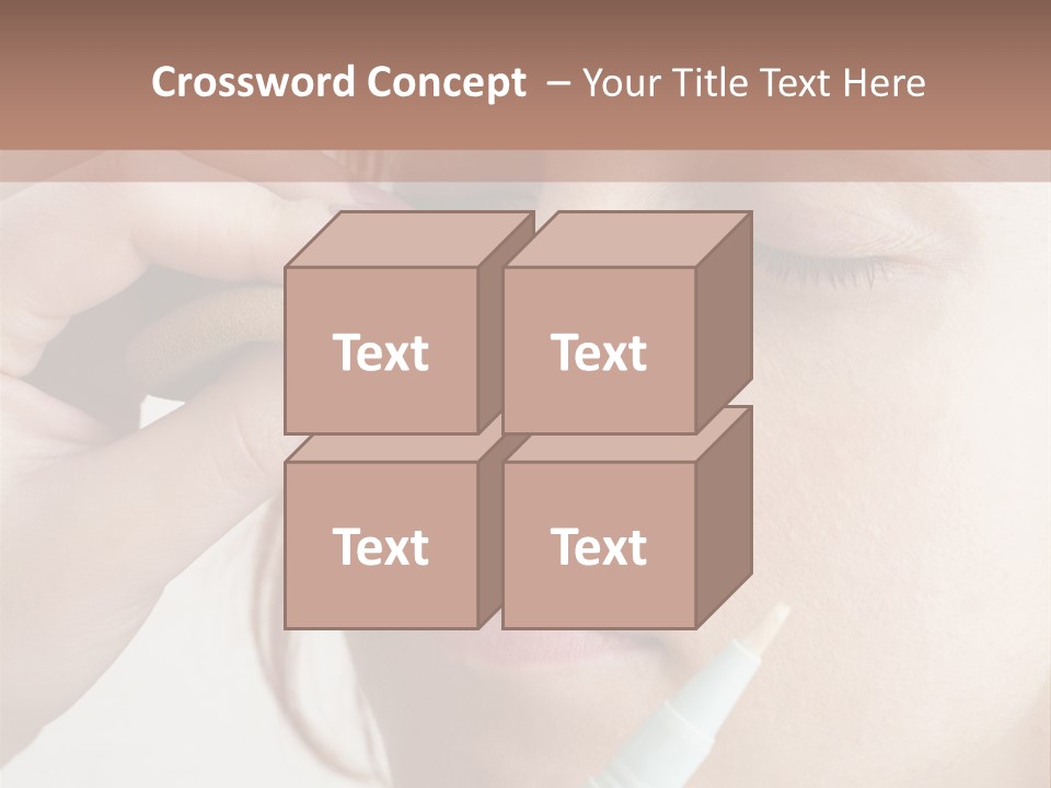 A Woman Is Putting A Pen In Her Eye PowerPoint Template