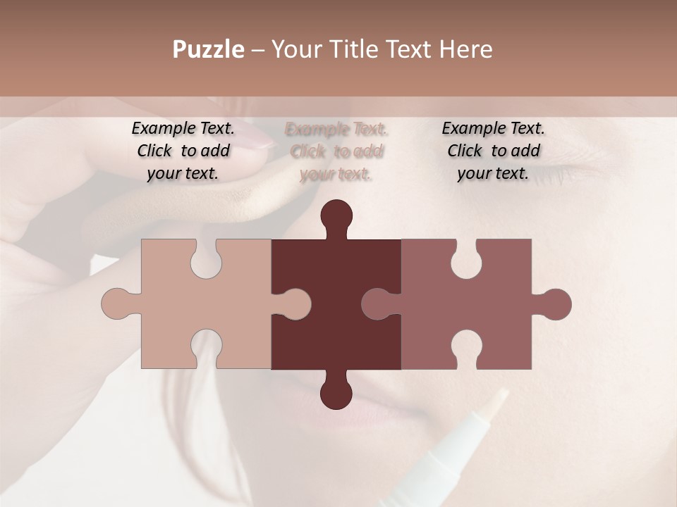 A Woman Is Putting A Pen In Her Eye PowerPoint Template