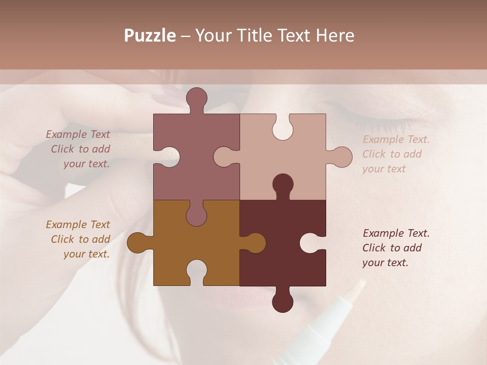 A Woman Is Putting A Pen In Her Eye PowerPoint Template