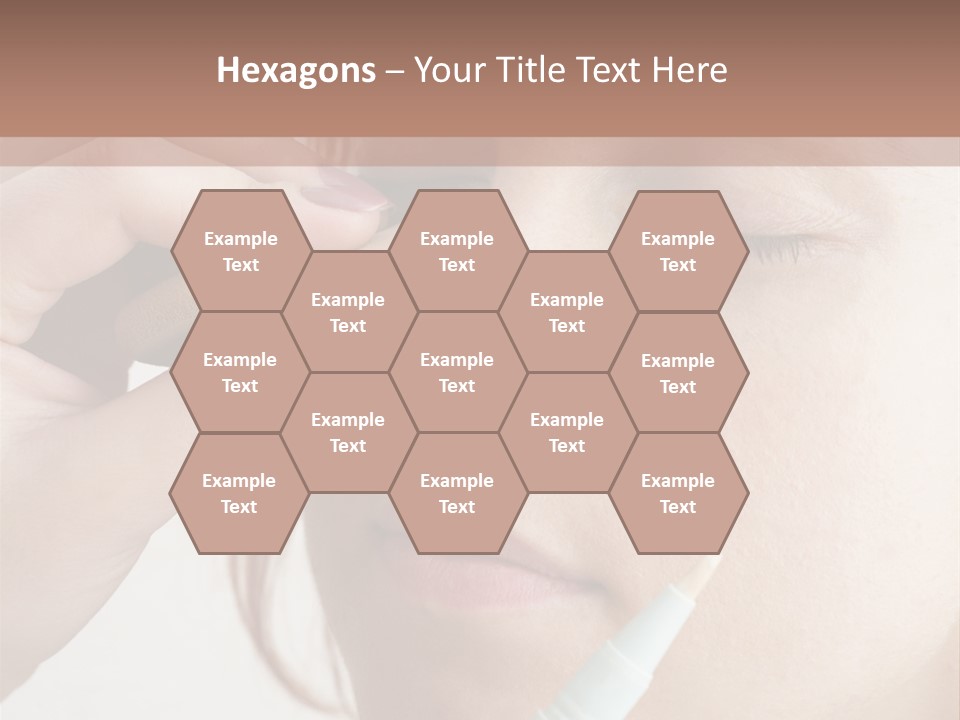 A Woman Is Putting A Pen In Her Eye PowerPoint Template