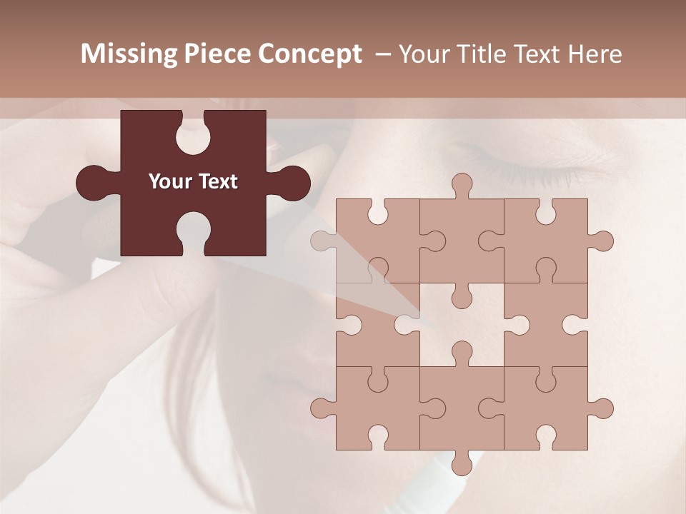 A Woman Is Putting A Pen In Her Eye PowerPoint Template