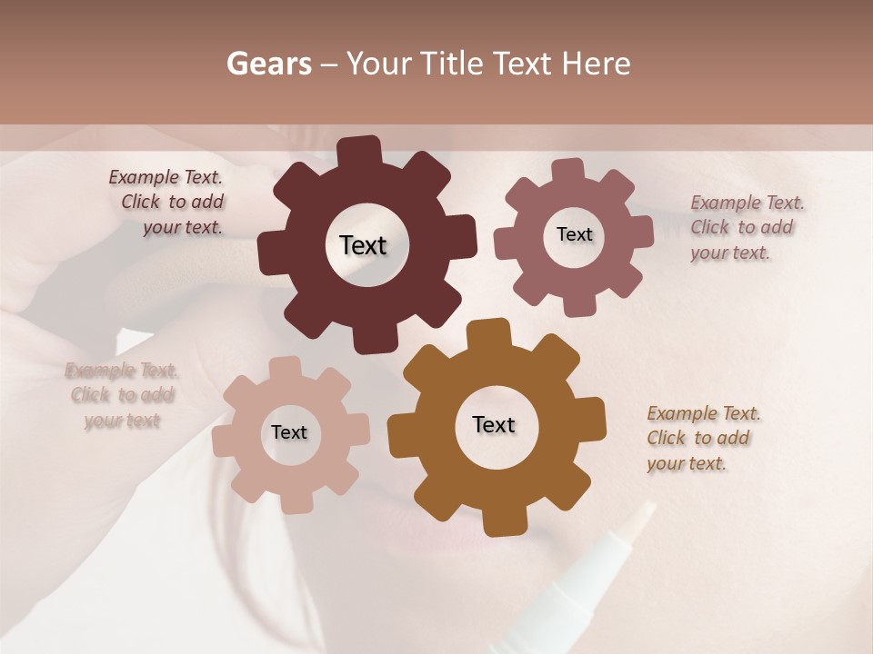 A Woman Is Putting A Pen In Her Eye PowerPoint Template