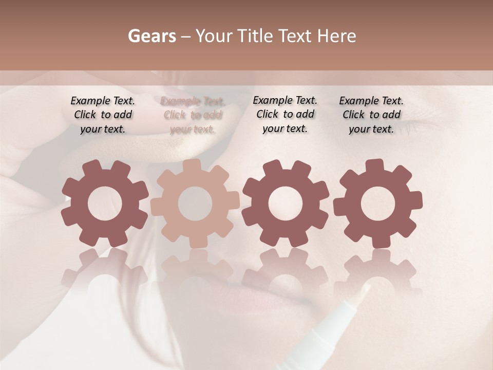 A Woman Is Putting A Pen In Her Eye PowerPoint Template