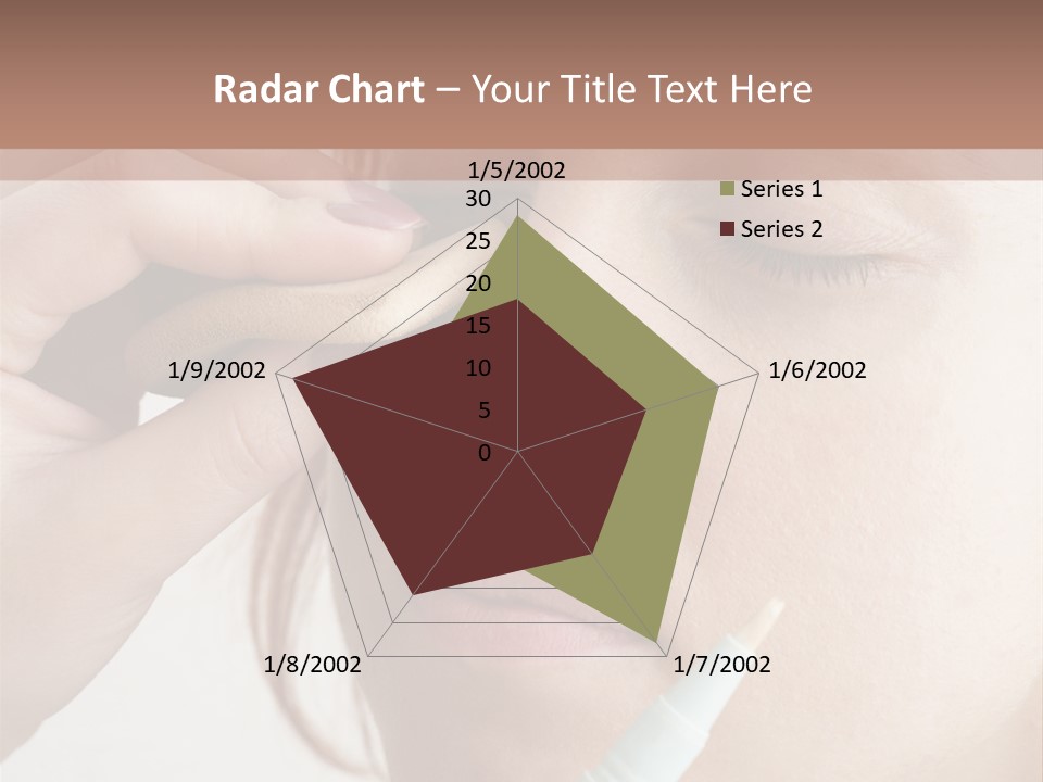 A Woman Is Putting A Pen In Her Eye PowerPoint Template