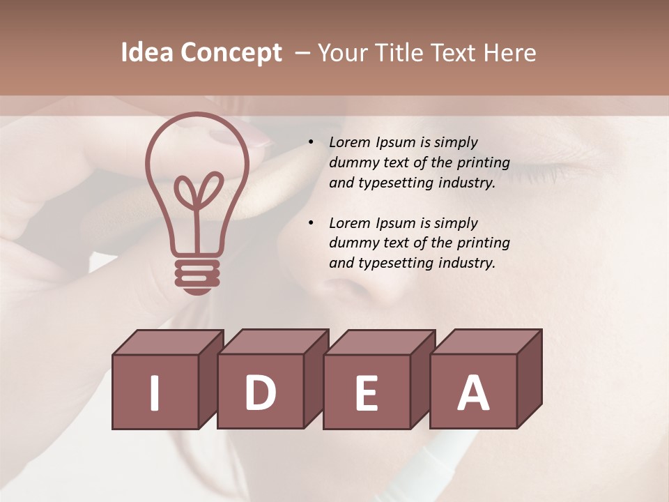 A Woman Is Putting A Pen In Her Eye PowerPoint Template