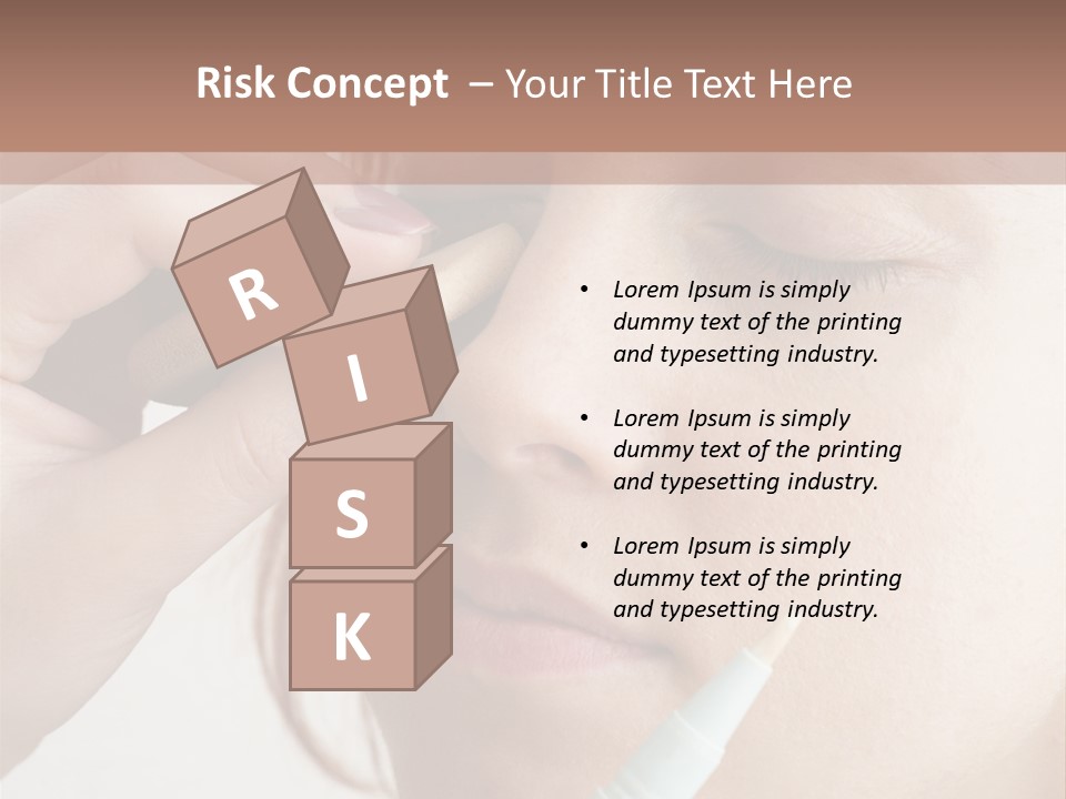 A Woman Is Putting A Pen In Her Eye PowerPoint Template